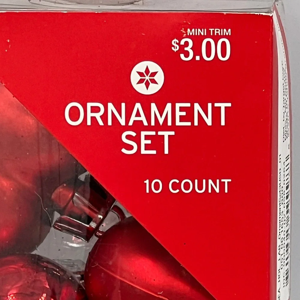 Target Heart Ornament Set Unisex OS Red Brand New 10 Count Glitter Shiny